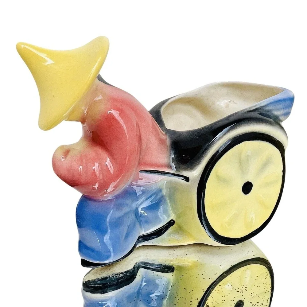Planter Set Shawnee Pottery USA 539 Chinese‎ Man Rickshaw Cart Vintage Lot of 2
